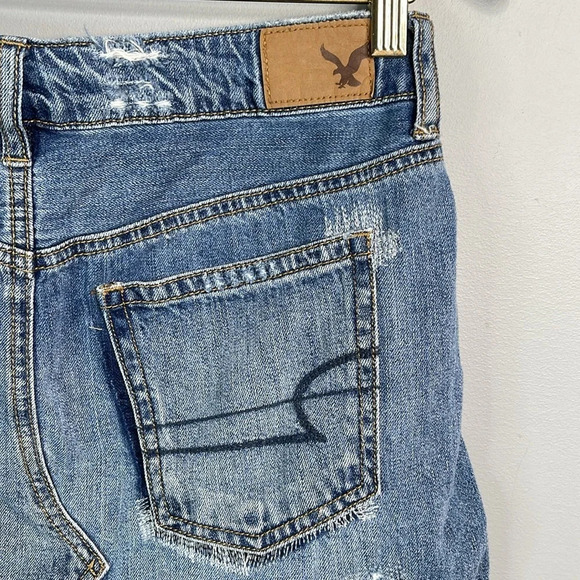 American Eagle Patchwork Skirt Blue Denim Cutoff Distressed Mini Western Boho 6 - Picture 6 of 12